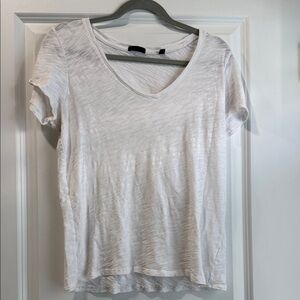 ATM Anthony Thomas Melillo White Short Sleeve V-Neck Tee